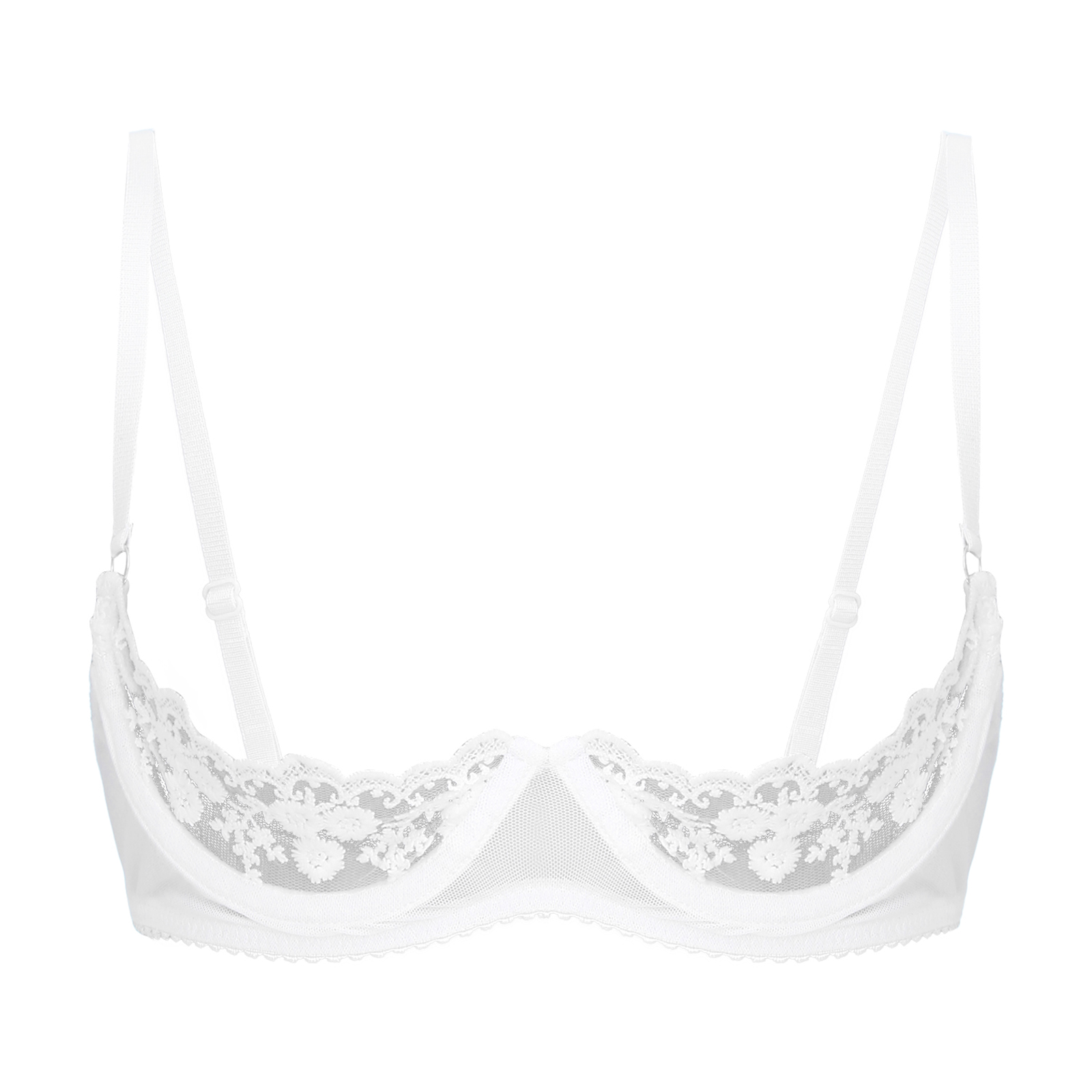 Underwire Bra Padded - 女性のセクシーなハーフカップブラジャーオープン乳首ランジェリーブラトップ薄手の花レースアンダーワイヤー下着調節可能なストラップ裏地なしブラジャー