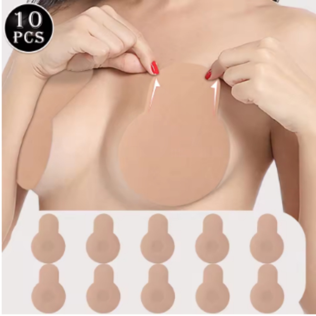 Push Up Bra Silicone - 女性用、パッド付き、自着式シリコン製、ストラップなし、目立たない、繰り返し使える、バストアップテープ、ニップルカバー、ブラパッド。