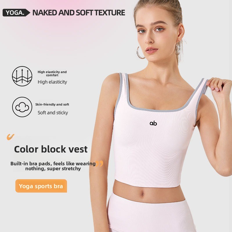 Underwire Bra Padded - 女性用サマーリブヨガタンクトップ、内蔵パッド付きストラップ、耐衝撃性プッシュアップスポーツブラ、ジム、ピラティス、ワークアウト、アクティブウェア用