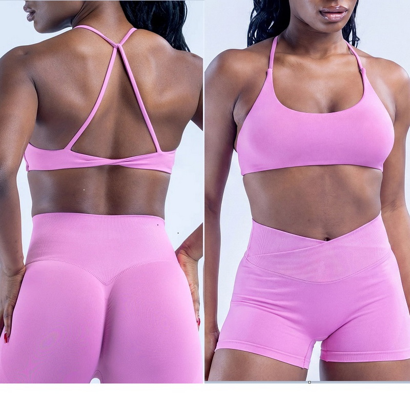 T Shirt Bra Seamless - SEEKSUC 新しいシームレスニットヨガスーツ美しい背中衝撃吸収ギャザーブラヒップリフトショーツジムフィットネススポーツウェア