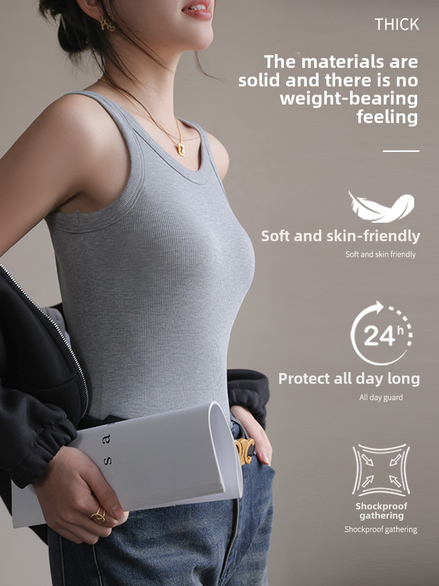 2025 夏の女性のストラップタンクトップ内蔵ブラジャーシー - T Shirt Bra Seamless のレビューと価格