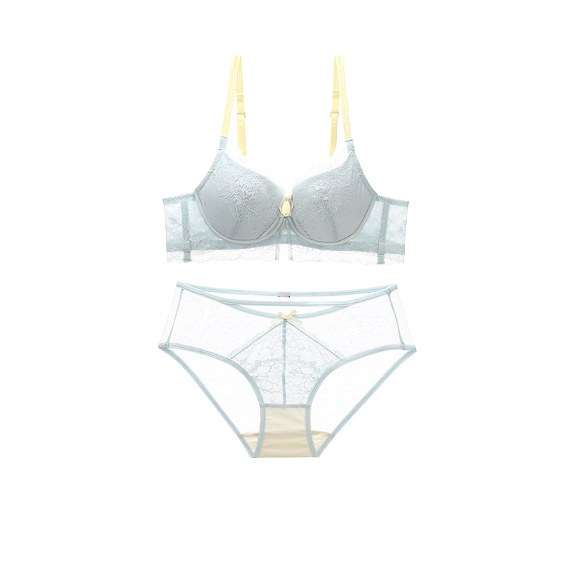 新しいガーリーな甘いレースの女性用下着セット、ワイヤーなしの - Sheer Bra Lace のレビューと価格